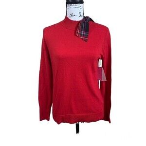 riley & rae red sweater women  long sleeve knit sweater with neck bow size S